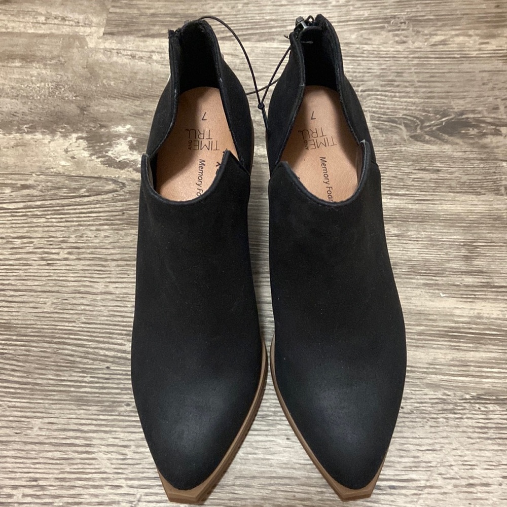 Black ankle booties, size 7, Time and Tru